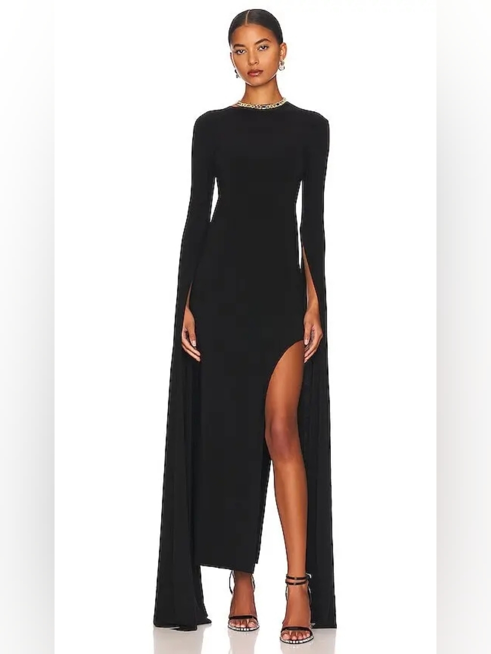 Norma Kamali Black Ribbon Sleeve Gown Size Medium/38 NWT